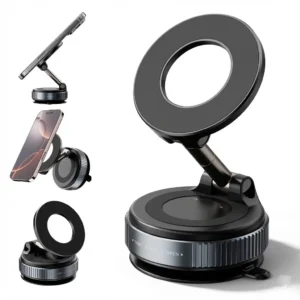 Support Téléphone Auto 360° en Silicone – Ventouse Ultra-Forte & Magnétique pour Pare-Brise et Tableau de Bord