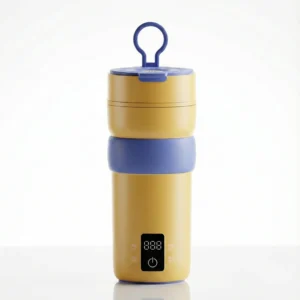 Tasse Électrique Portable 400ml – Acier Inoxydable 304 avec 4 Niveaux de Température - JAUNE
