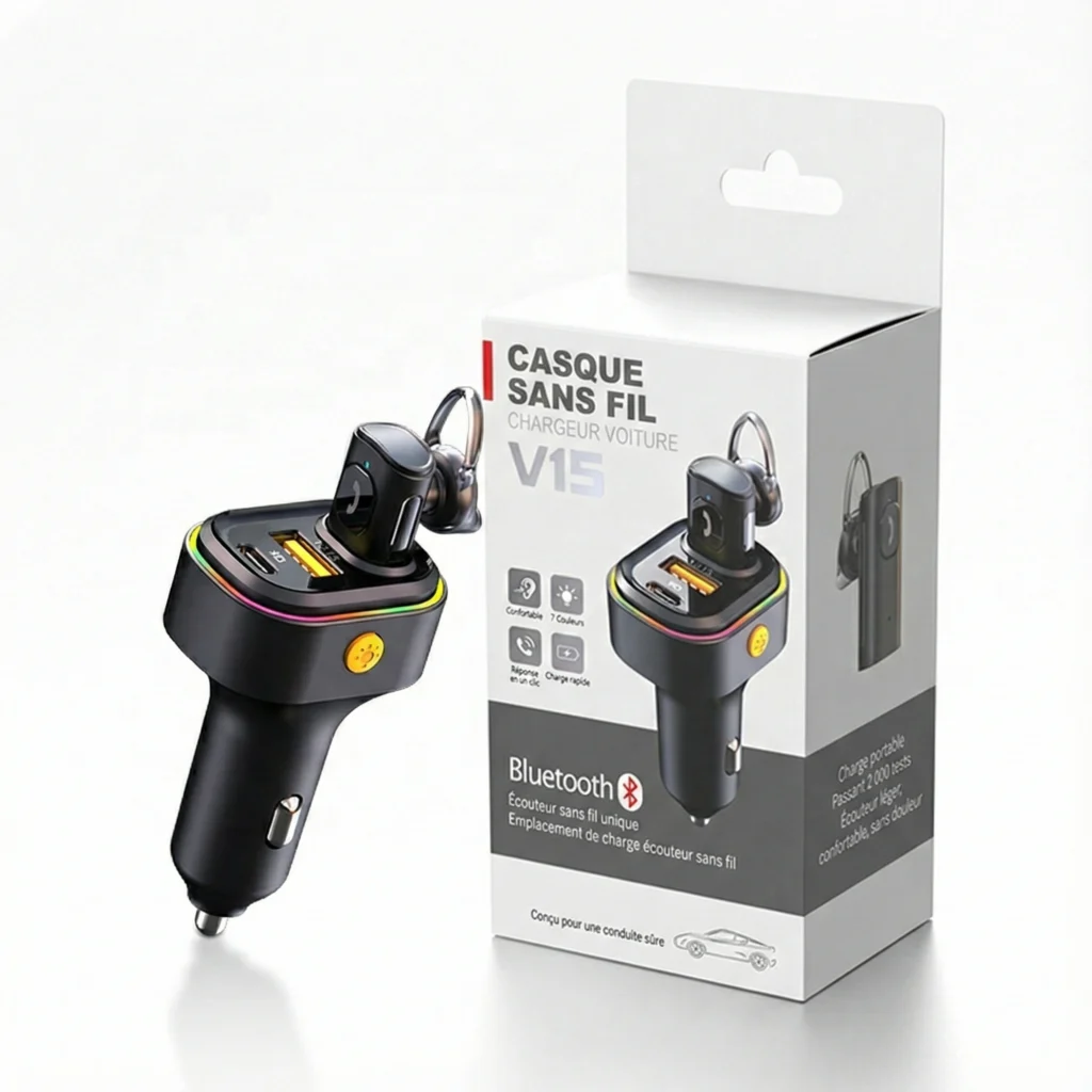 Écouteurs Bluetooth 2-en-1 pour voiture, microphone intégré – Promo : 1 acheté = 1 offert